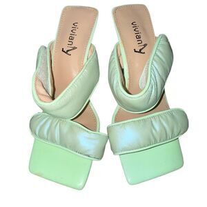 Vivianly GUC Mint Green Square Toe Heels Ethereal Fairycore Garden Party Mermaid